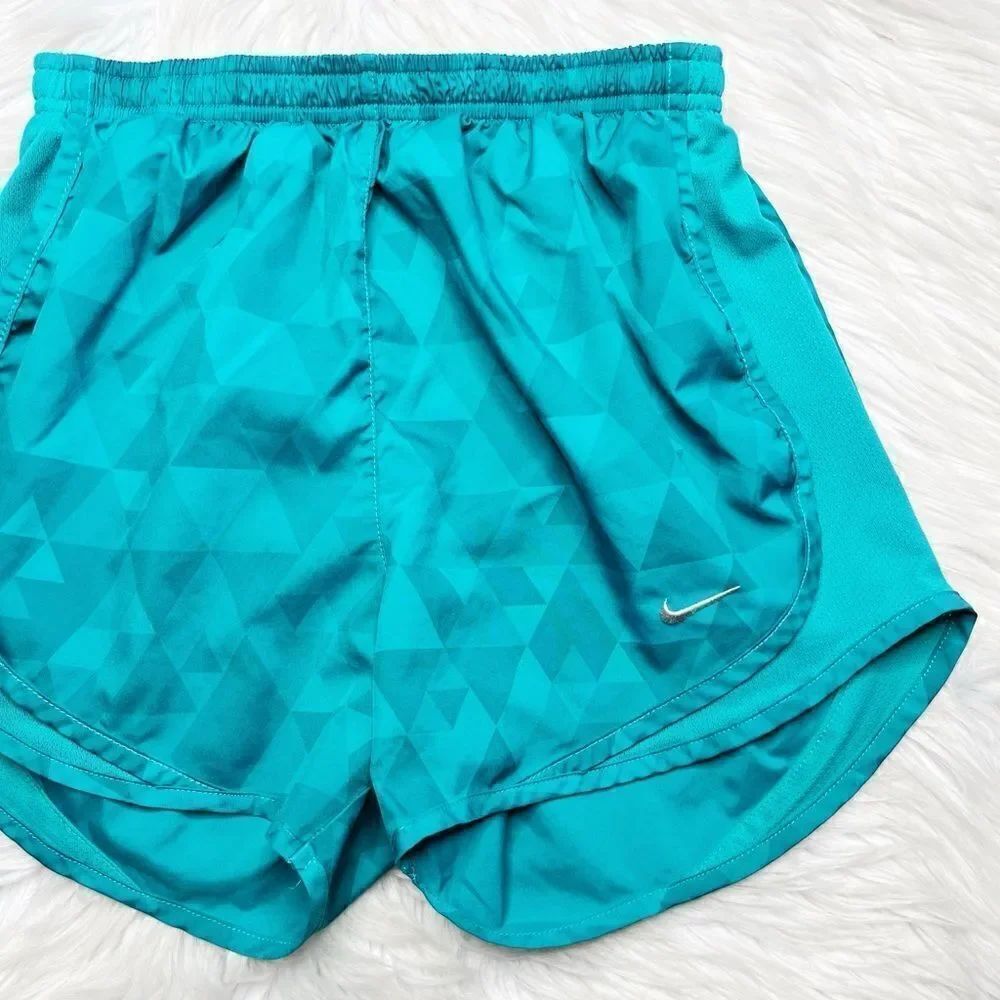 Nike Dri- fit Lined Geometric Running Shorts Teal Size XS